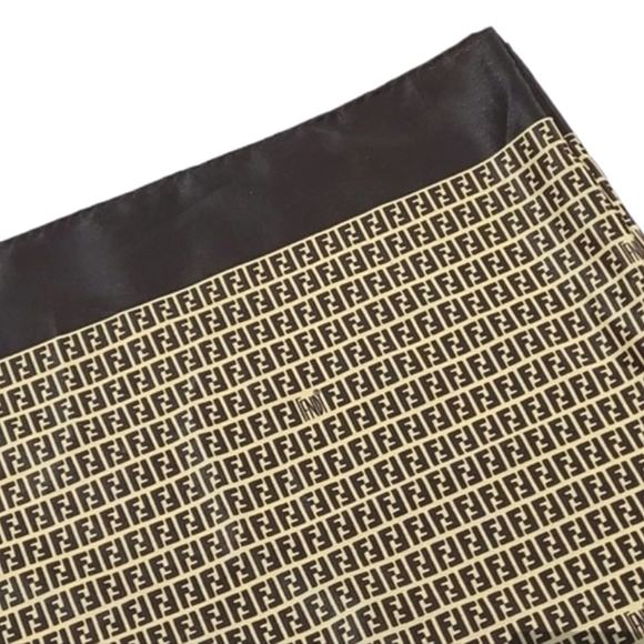 Vintage Fendi Zucca 100% Silk Scarf FF Logo Print Large Square Scarf Sz 34"×34" - Picture 6 of 14
